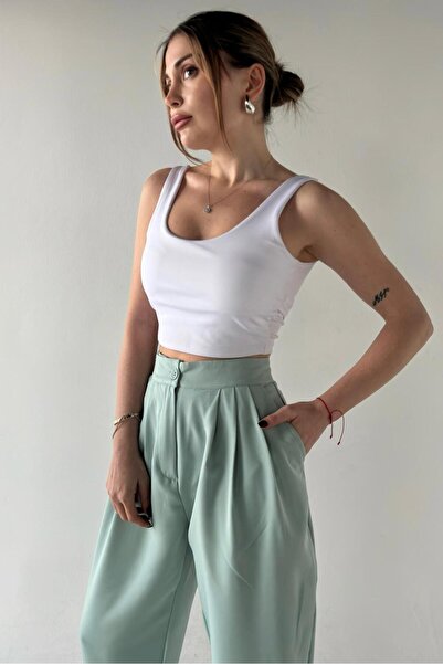 NUDEQUEEN بنطال نسائي مطوي بالجزرة KGT-XPL6371