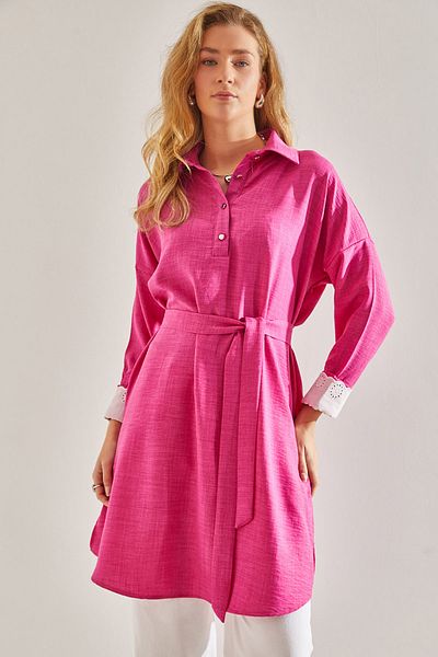 Bianco Lucci Modest Sofia Leinentunika - Spitzenmuster, Markkragen, 60181033