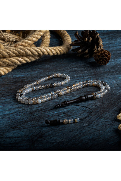 vevasilver حجر عقيق التنين 99 خرزة 6 ملم مسبحة خشبية