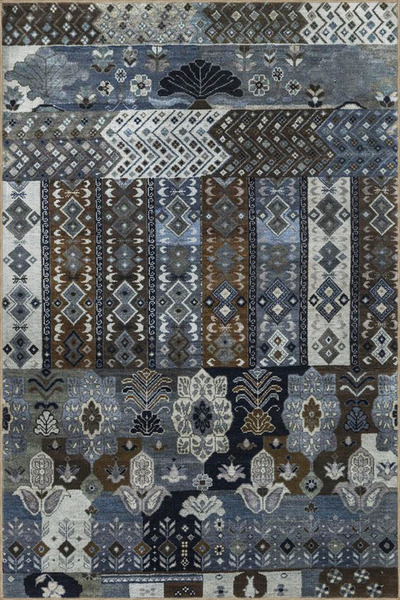 Rugs Modern Halı Διακοσμητικό χαλί με γεωμετρικό και φλοράλ μοτίβο σε σκούρες...