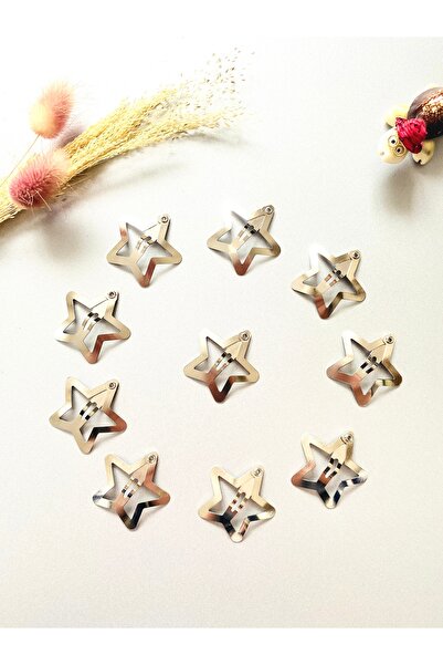 seyranat 10 Pieces Star Figured Gray Color Shiny Nickel 3 cm Snap Baby Girl H...