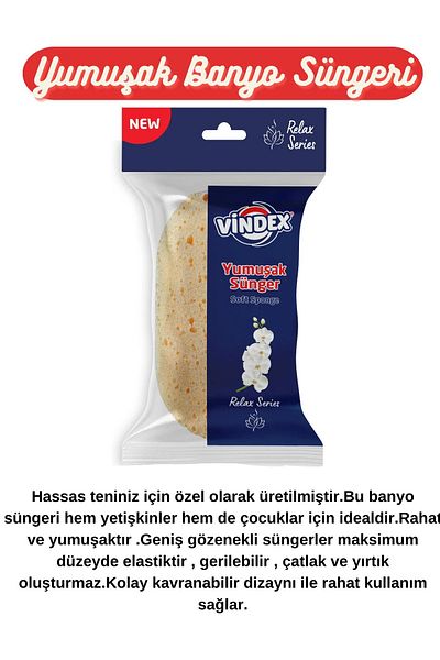Vindex VİNDEX Soft Bath Sponge - Elegant and Comfortable