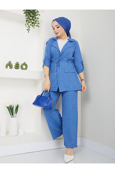 VOLT CLOTHİNG Damen-Jacken-Leinen-Set