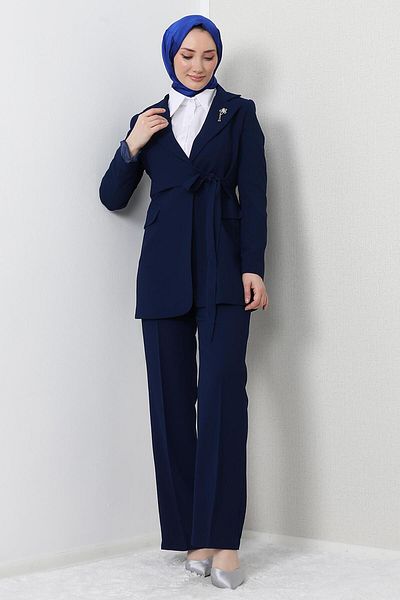 GİZ AGİYİM Ασύμμετρο Πέτρινο Σετ Navy Blue