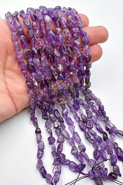 Ebruli Boncuk Χάντρα αξεσουάρ από φυσική πέτρα αμέθυστου αμόρφου κομμένου σχή...