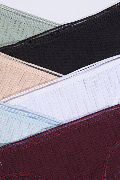 Humaone 5 bucăți 100% bumbac cusături cu lanț respirabil Bato chiloți alb