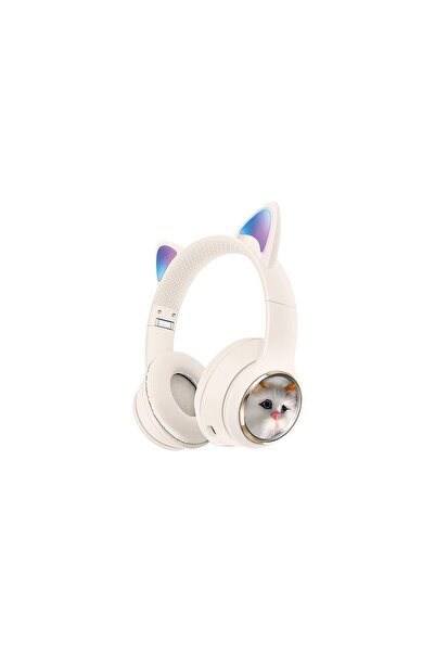 teknosepetim Kedi Tüylü Işıklı Kedili Mikrofonlu Bluetoothlu Kulaklık  SD Aux...