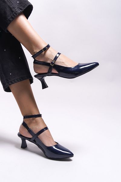 Riccon Pantofi cu toc înalt pentru femei Seklaith 0012357   Piele lacuita bleumarin
