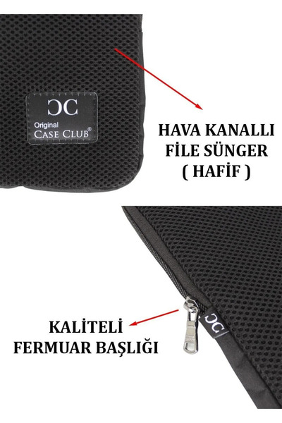 Çantachım حقيبة كمبيوتر محمول من القماش الأسود لجهاز ماك بوك