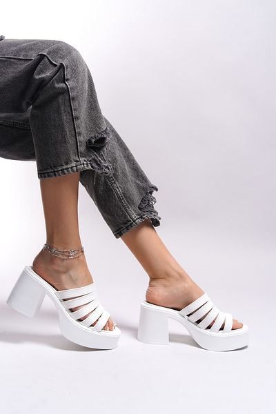 Riccon Ceerairli Damen-Slipper mit Absatz0012500 Weiß