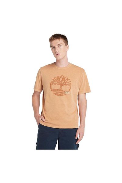 Timberland Garment Dye Logo Men's T-Shirt Wheat