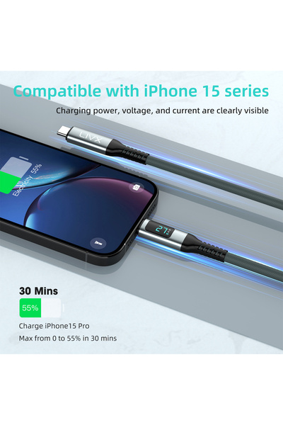 LivX Thunderbolt 4 Usb C To Usb C 240w 8k@60hz 40gbps Pd3.1 Dijital Göstergeli 1.5 Metre Örgülü Kablo