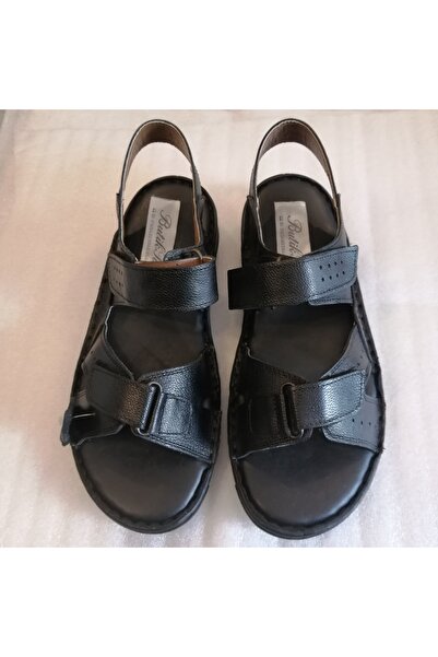 Butik Tülin Unisex hakiki deri siyah cırt cırtlı bantlı yumuşak dikişli poliü...