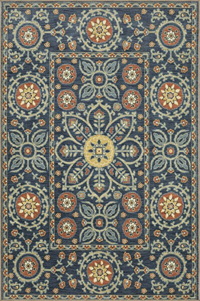 Rugs Modern Halı Тъмносиня тематична винтидж декоративна килимница с традицио...