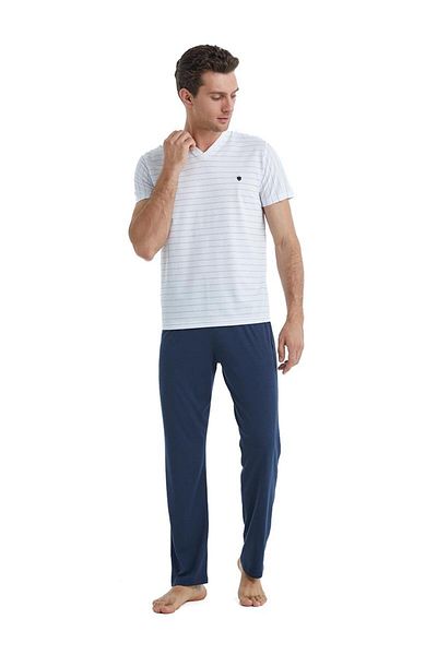 Blackspade Men's Navy Blue Pajama Set 40507