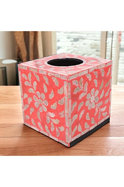 oceanpoint Square Napkin Holder Red Natural Pearlescent Countertop Tableware Kitchen Presentation Decorative Organizer 15cm