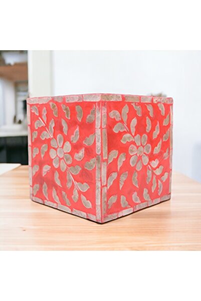 oceanpoint Square Napkin Holder Red Natural Pearlescent Countertop Tableware Kitchen Presentation Decorative Organizer 15cm