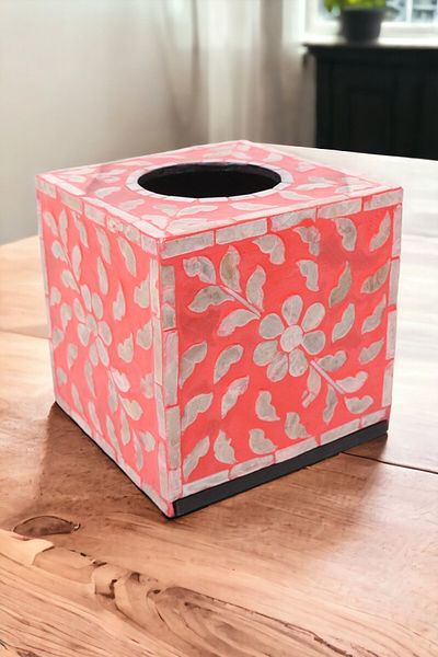 oceanpoint Square Napkin Holder Red Natural Pearlescent Countertop Tableware Kitchen Presentation Decorative Organizer 15cm