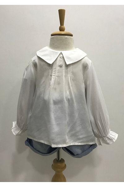 Çikoby Baby Girl's White Collar Vual Shirt
