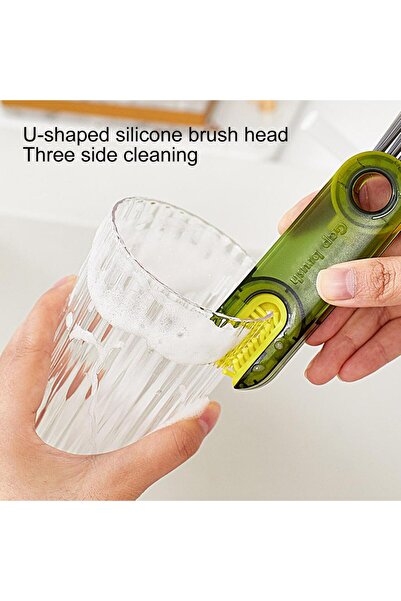 Jetcom 3 Fonksiyonlu Bardak Termos Biberon Temizleme Fırçası Oto Mutfak Çok Amaçlı Temizlik Fırçası