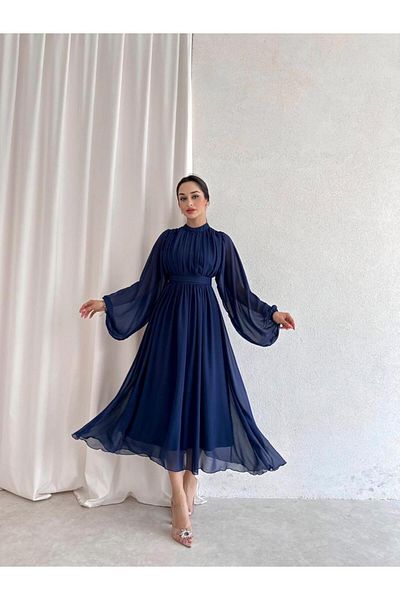 SONREİR ROCHIE MIDI ȘIFON CU MÂNECĂ LUNGĂ