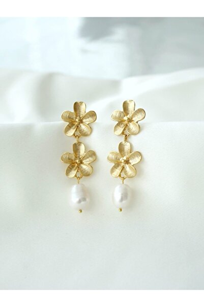 Roze & More Çiçek Inci Küpe Nikah Küpesi Gelin Küpesi