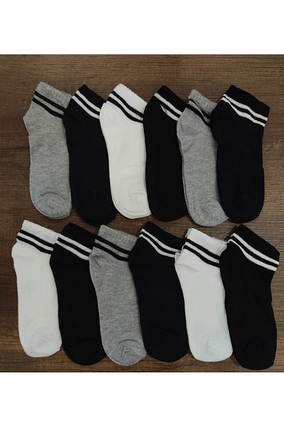 Leement socks 12 чифта тънки летни памучни спортни чорапи до глезена - на райета