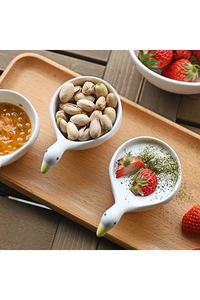 ARVALE 2-Piece Duck Design Handmade Ceramic Serving Bowl Sauce Bowl Jam and Treat - Duck Serving Bowl