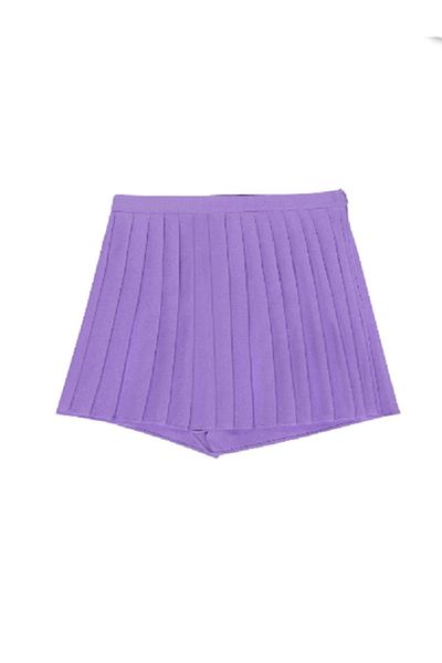 Quzu Front Pleated Shorts Purple