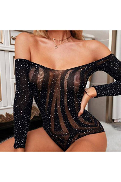 No512 SİYAH TAŞLI FİLE BODY