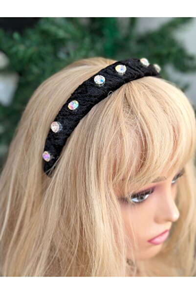 QUEEN AKSESUAR Catifea de lux importată neagră - Coroană pentru copii cu șnur...