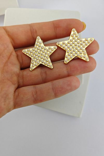 KYOLA DESİGN Gold Earrings with Star Pearls