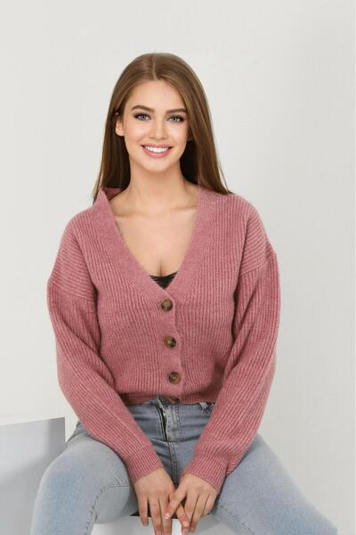 NOBLELOOK Kadın Oversize V Yaka Triko Hırka