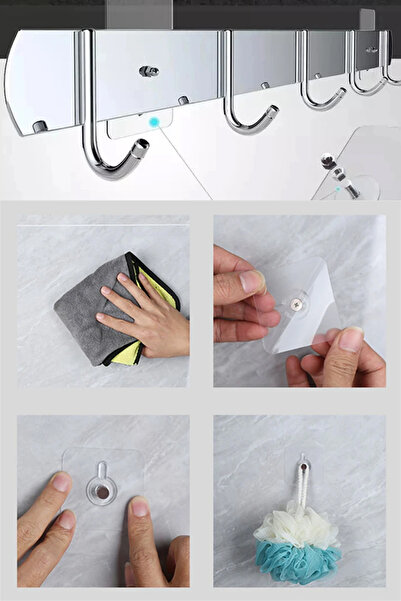 ThenTech Suya Dayanıklı Askılık Küçük Şeffaf Askılık Duvara Sabitleme Mutfak ...