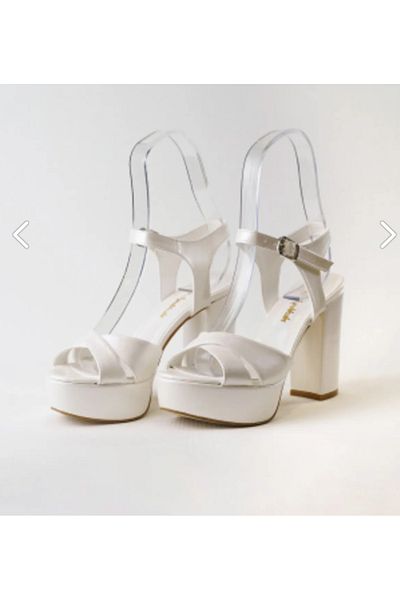 E&L Company 12cm off-white mother-of-pearl leather Bridal shoes, running guaranteed, anti-skid, very light