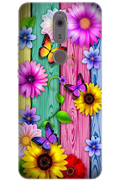 CASPER Via A2 Uyumlu Kılıf Desen Baskılı Silikon Renkli Papatya ve Kelebekler STK:719 CP-1pPBHUn