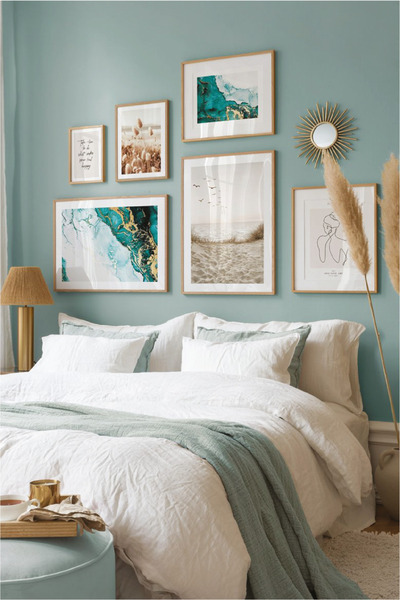 no77decor 6 Parça Mermer Deseni Temalı Ahşap Çerçeve Görünümlü Tablo Seti