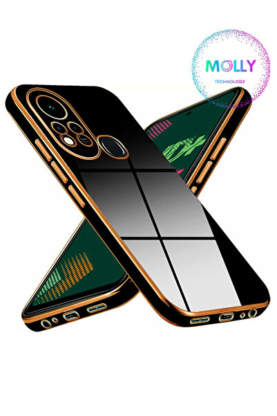 Molly İnfinix Hot 11s İçin Petrol Mavisi Kenarları Gold Detaylı Lüks Silikon Kılıf