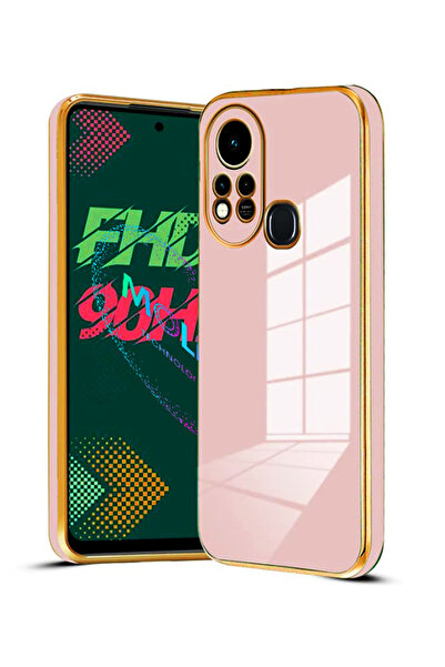 Molly İnfinix Hot 11s İçin Rose Kenarları Gold Detaylı Lüks Silikon Kılıf