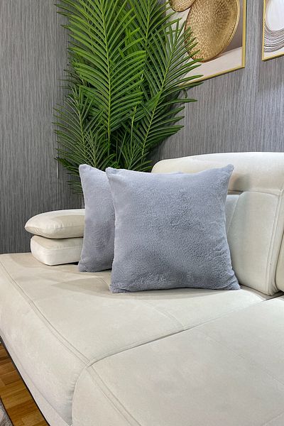 Paris Life Rabbit Plush Throw Pillow Cover - Light Gray (1 Piece)