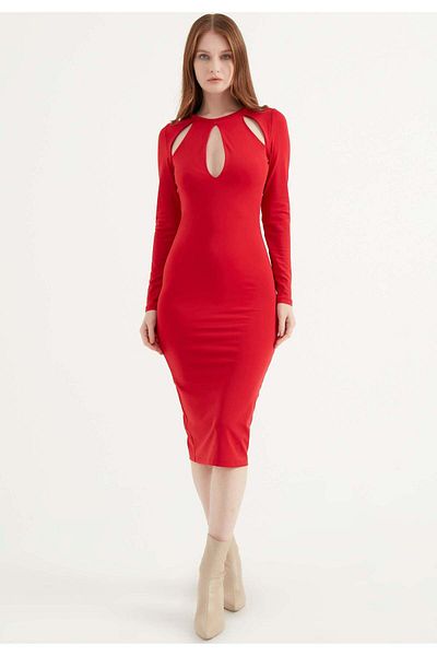Herita Figurbetontes Midikleid mit Schlüsselloch