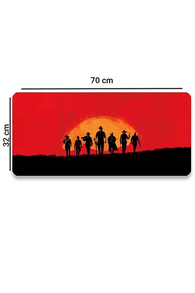 SonicTouch Red Dead Redemption Неплъзгаща се геймърска безшевна червена подложка за клавиатура 32x70 см
