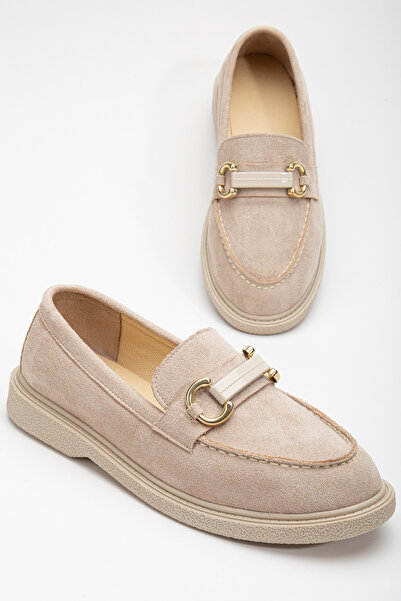 Tonny Black Dámský nahý semiš Pohodlný střih s přední přezkou Ležérní mokasín