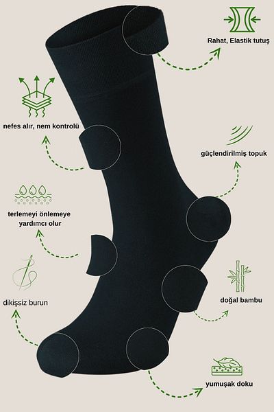 KRAL SOCKS Bamboo Men's Socket Plain Long Socks Classic Summer Seamless 5-Piece Premium Set