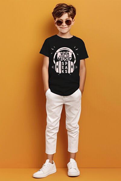 MYADA Când Muzica Vorbește Scris Căști Imprimat Tricou Băieți