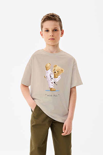 MYADA تي شيرت للأولاد مطبوع عليه ركل الكاراتيه