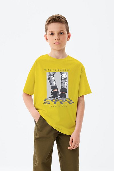MYADA Tricou pentru băiat cu imprimeu First Step Written Walking Feet