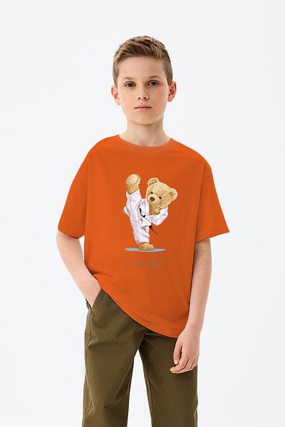 MYADA Tekmele Written Karate Teddy Bear τυπωμένο μπλουζάκι για αγόρι