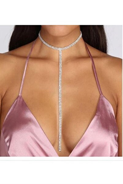 HUBANN Su Yolu Kolye Kolye Taşlı Uzun Kolye Choker Kolye Gümüş Kaplama