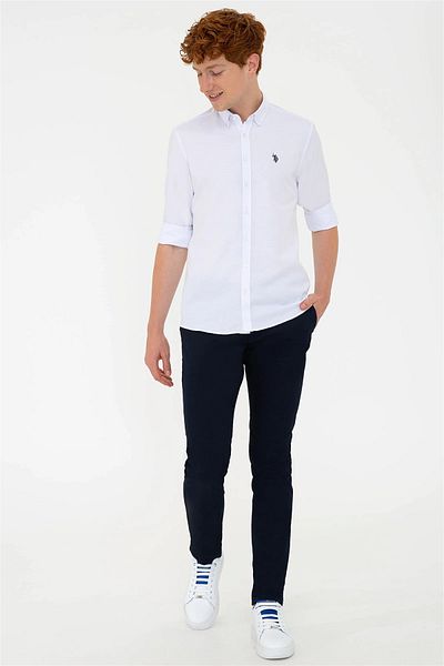 U.S. Polo Assn. ΒΑΣΗ. POLO ASSN. ΑΝΔΡΙΚΟ ΥΦΑΝΤΟ ΚΑΝΟΝΕΣ ΕΦΑΡΜΟΓΗ ΛΕΥΚΟ ΠΟΥΚΑΜΙΣΟ